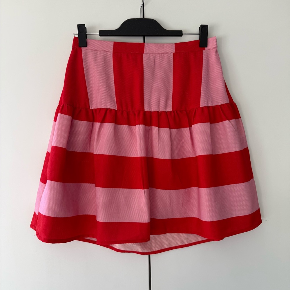 Red and Pink Striped Women's Skirt size Medium